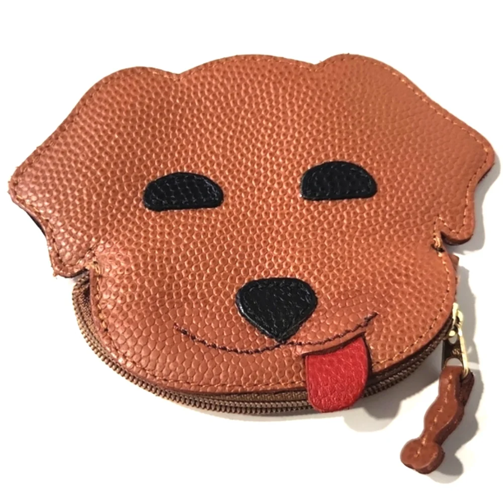 NEW J.P. Ourse & Cie Top Grain Leather Happy Dog Coin Purse